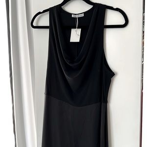 Zara Cowl neck satin skirt dress